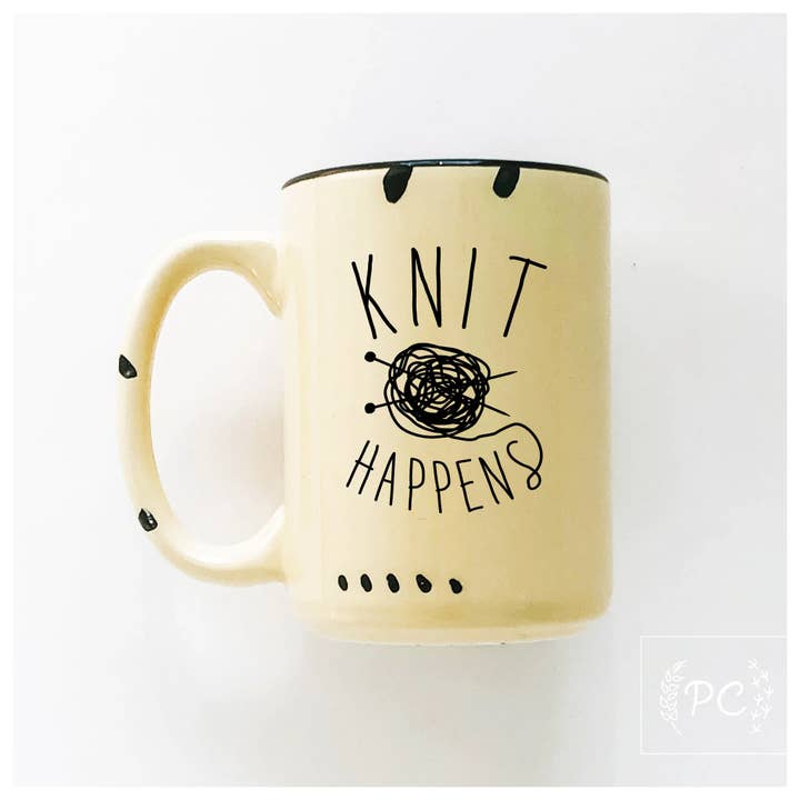 Prairie Chick Prints - Wholesale Coffee Mug - knit happens | ceramic mug