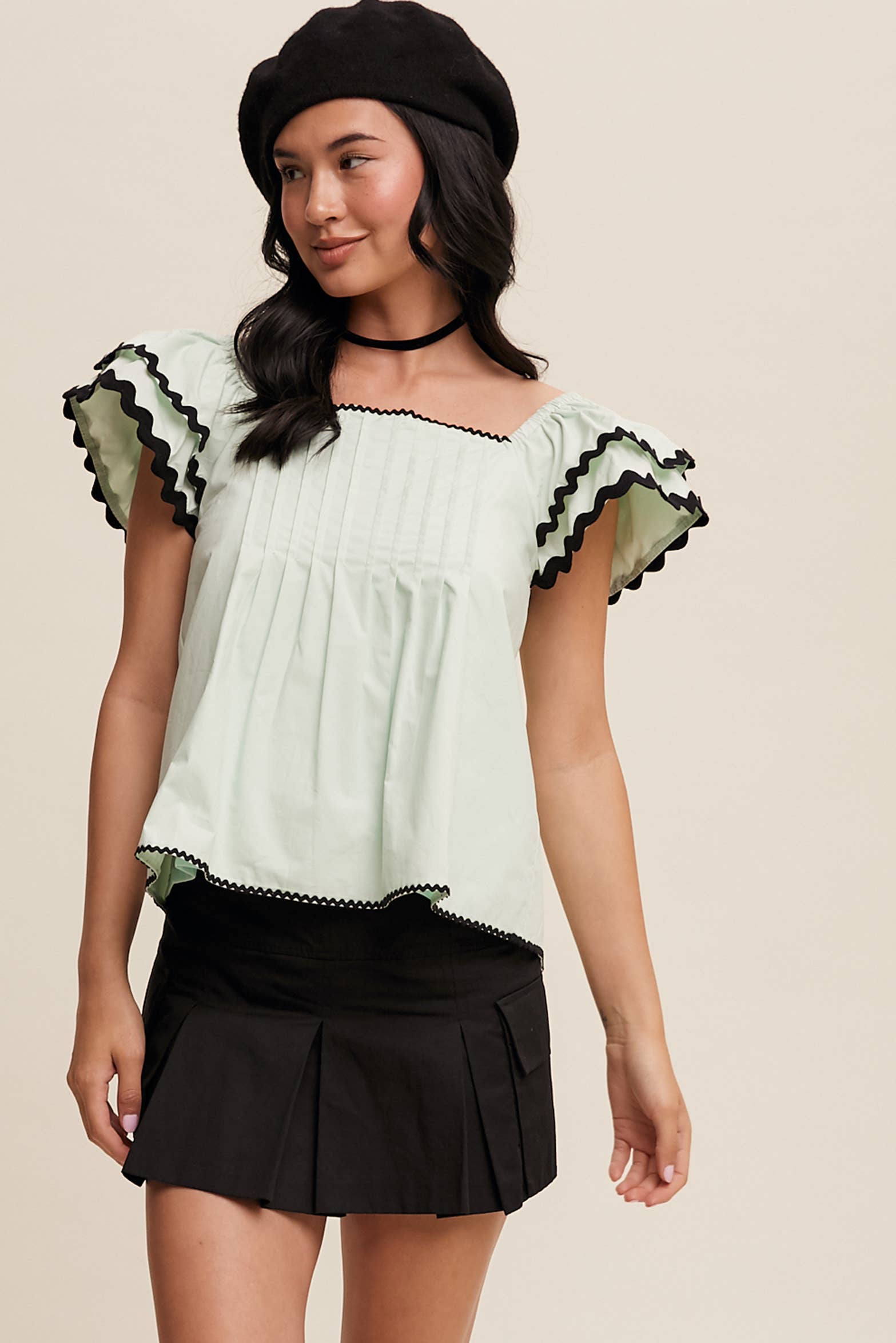 Listicle – wholesale Blouse – Women’s – Flutter-Sleeve Pintuck Top2