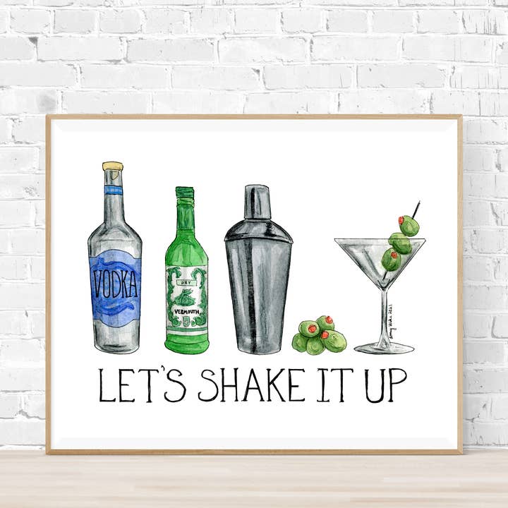Shake it up Martini Art Print for wholesale by Amy Wike Illustration