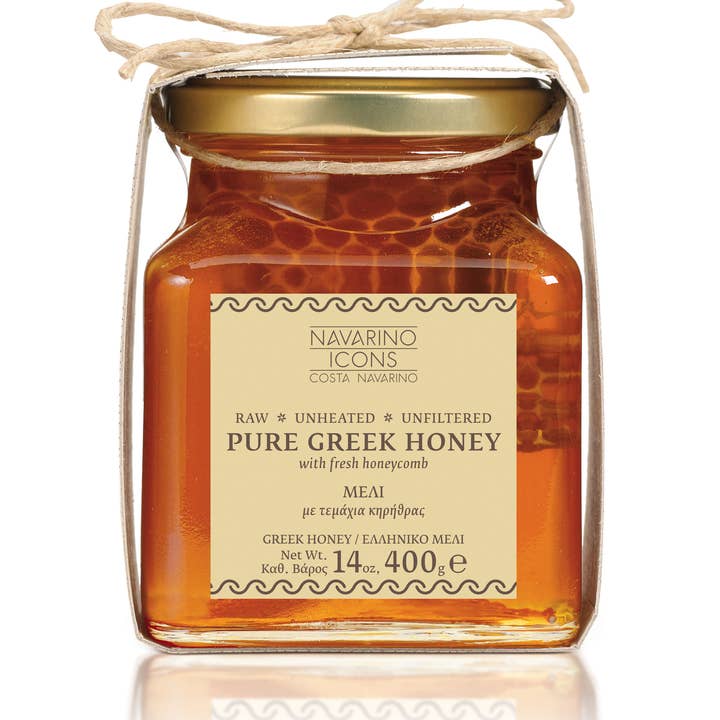 Navarino Icons Greek Honey w/ Comb for wholesale by Hellenic Farms