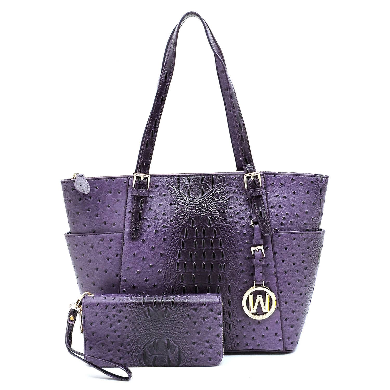 M&M HANDBAGS, LLC. - Wholesale Tote Bag - Women's - OS1009W Ostrich Croc 2-in-1 Shop
4
