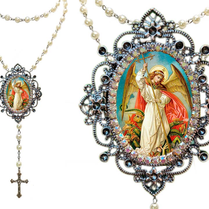 MariaSantissimaShop – Colar pingente/pendente por atacado – Escudo de São Miguel - Estilo Vitoriano3