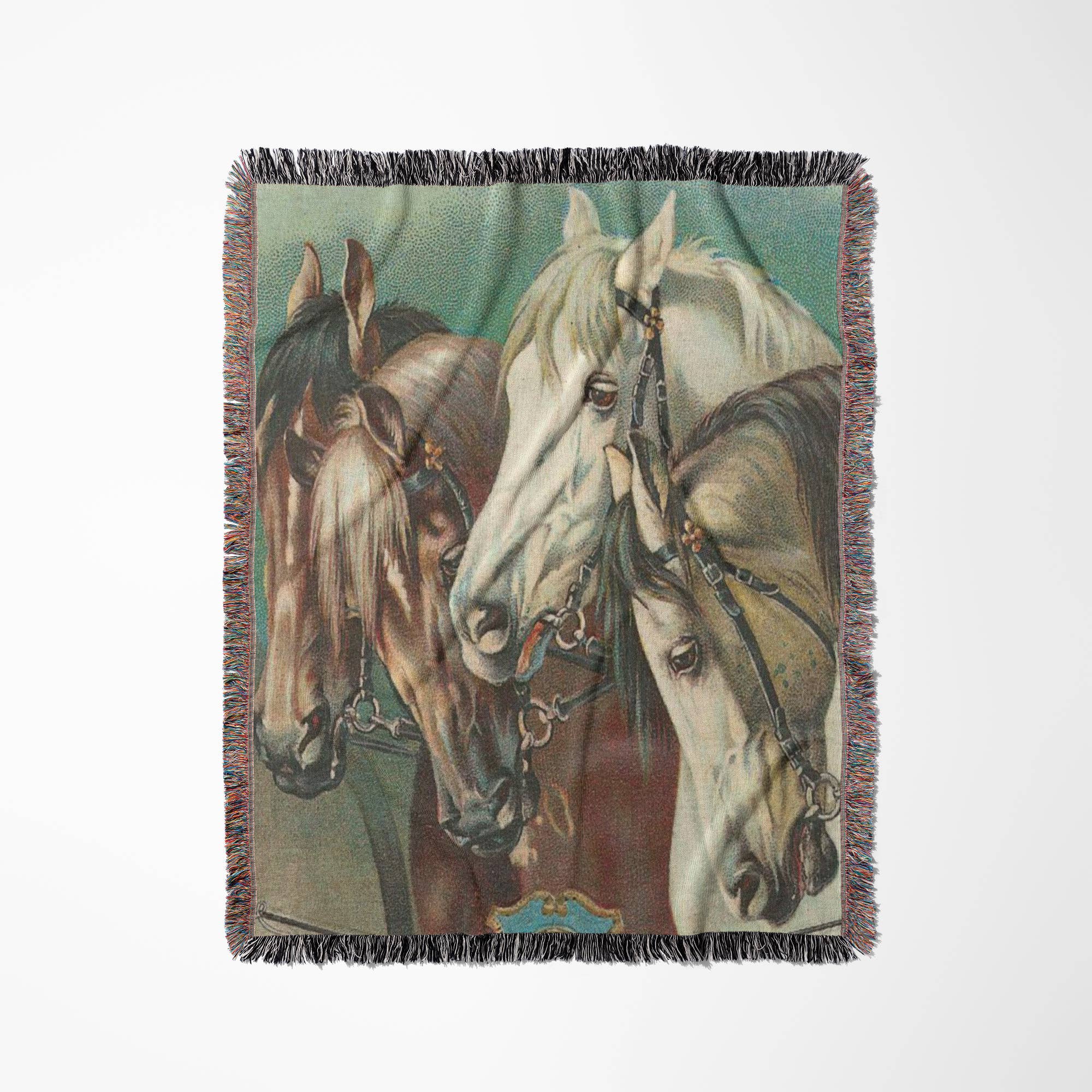 3dRose – Großhandel Überwurfdecke – 3dRose, Vintage Vier Pferde Kunstwerk, Decke