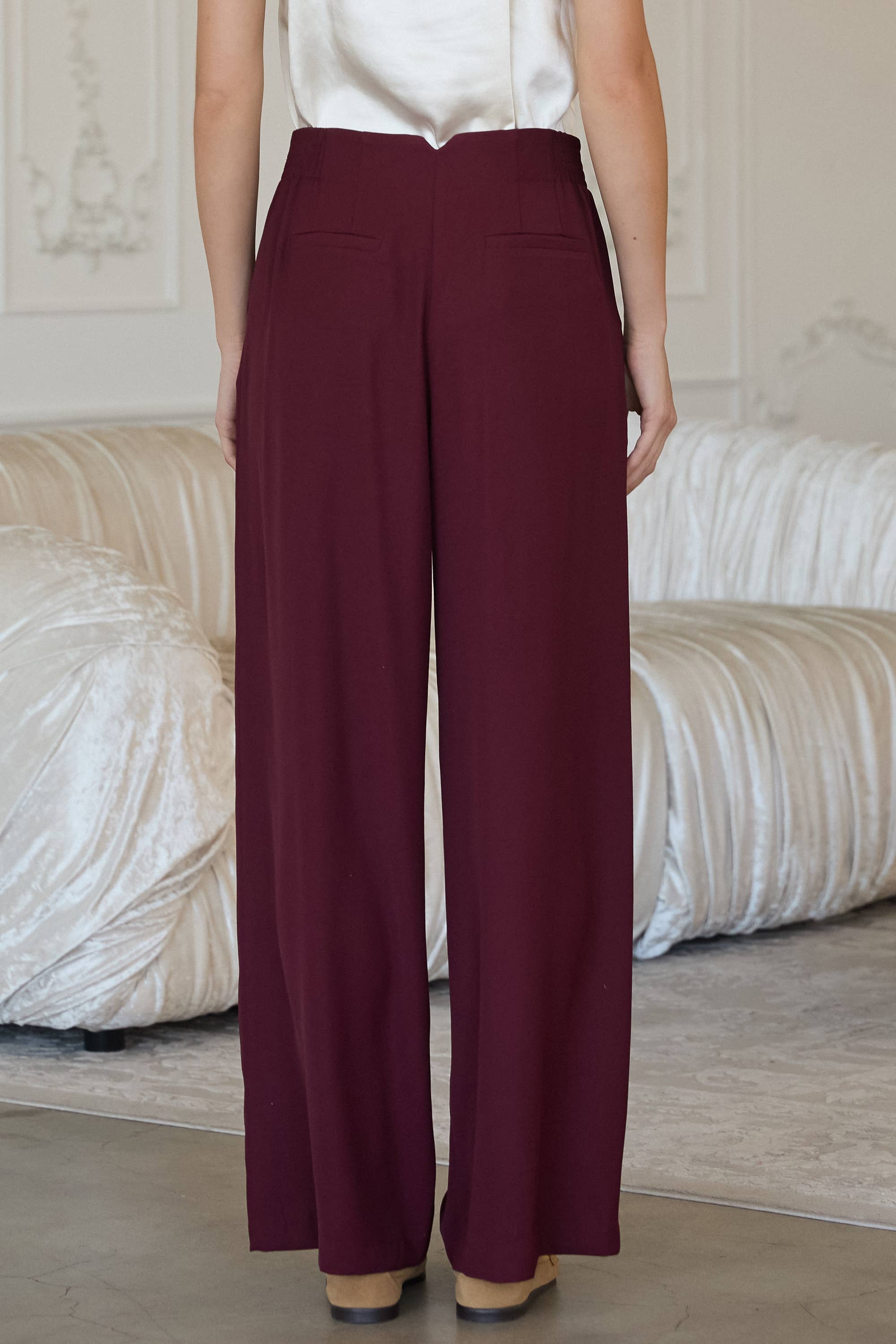 SKIES ARE BLUE - Wholesale Pants - Women's - Recycled Poly Wide Leg Pants5