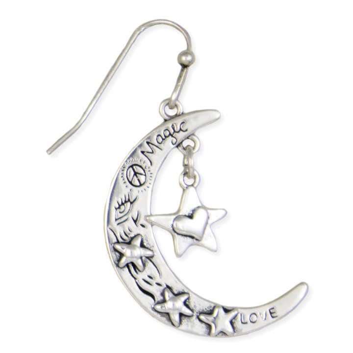 Moon Magic Silver Celestial Earrings for wholesale by ZAD