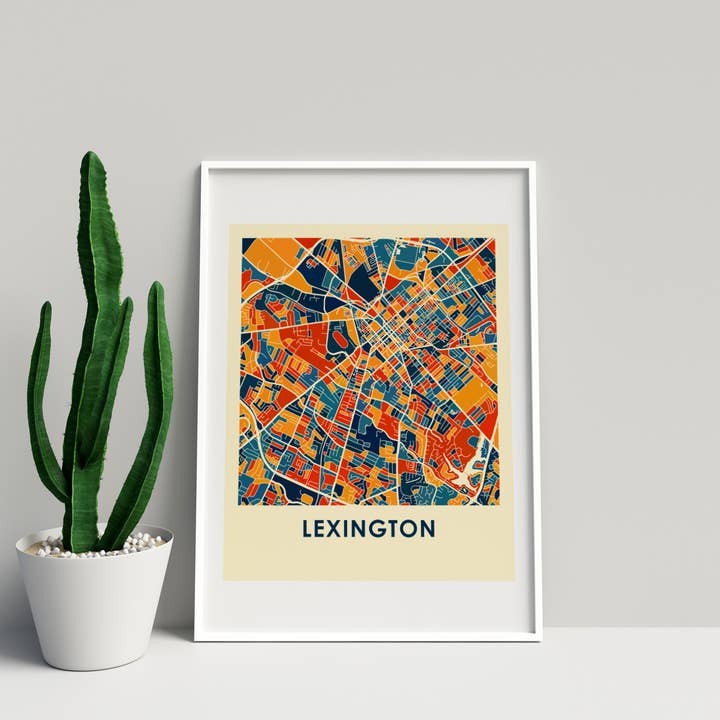 11" x 14" Prussian Lexington Map Print - Chroma Style for wholesale by ILIKEMAPS