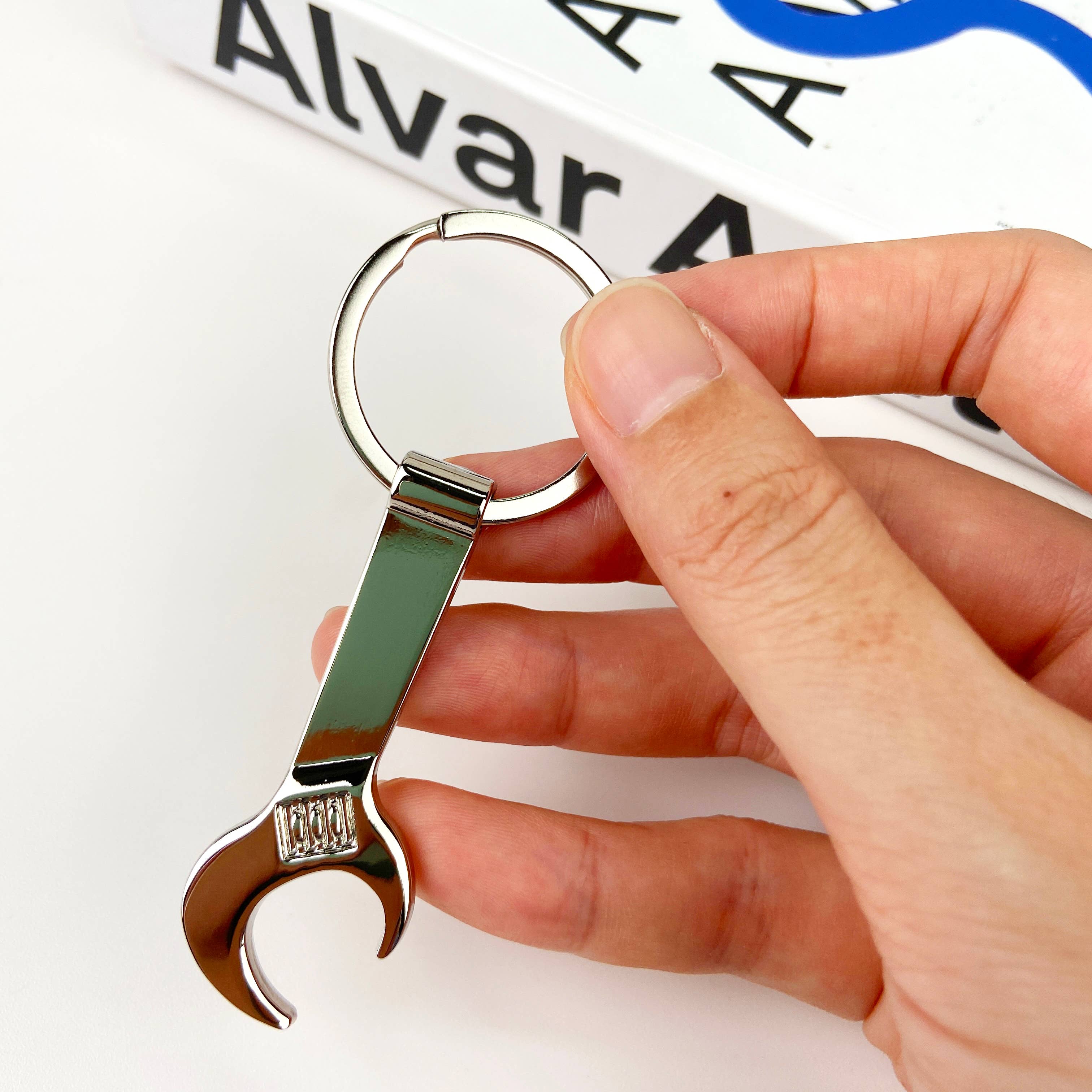 Silver Wrench Beer bottle Opener Keychain for wholesale on Faire2