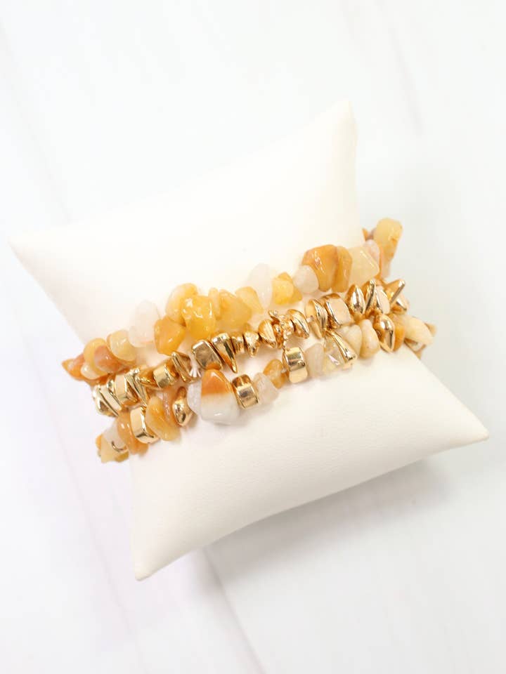 Eastpointe Beaded Stretch Bracelet Set Natural for wholesale by Caroline Hill