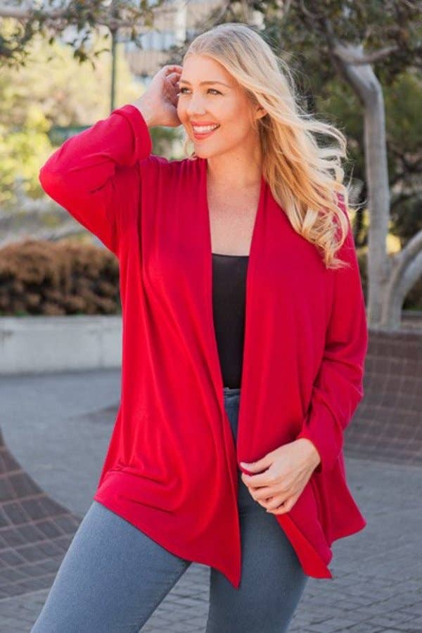 Chris & Carol Apparel - Wholesale Cardigan - Women's - X9029-140 Essential Plus Size Knit Cardigan1