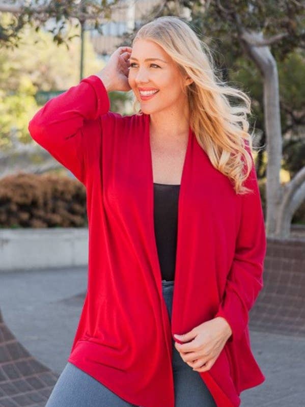 Chris & Carol Apparel - Wholesale Cardigan - Women's - X9029-140 Essential Plus Size Knit Cardigan1