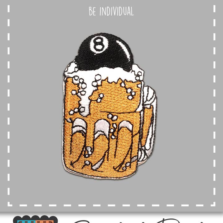 gold Iron-on patch - beer billiard for wholesale on Faire1