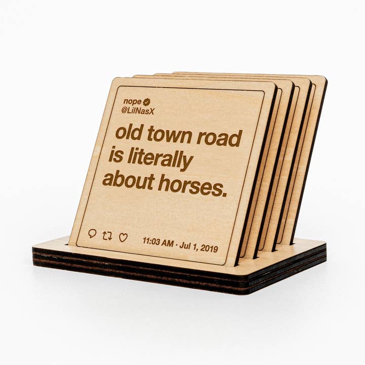Lil Nas X Coasters: Old Town Road Set for wholesale by Laser Tweets