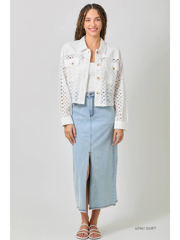 Mystree - Wholesale Jacket - Women's - 61096 Button Down Mixed Eyelet Jacket 4