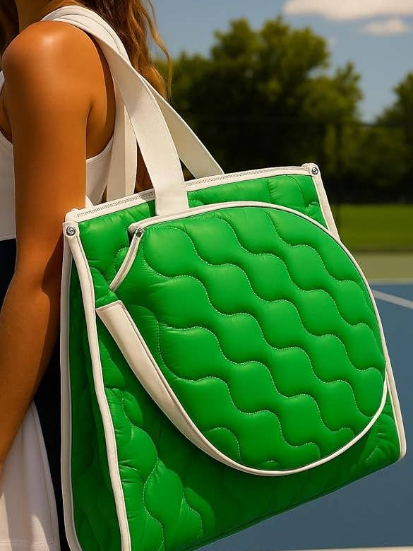 Tennis Bag - Green / White Trim Tote for wholesale by Runway Athletics