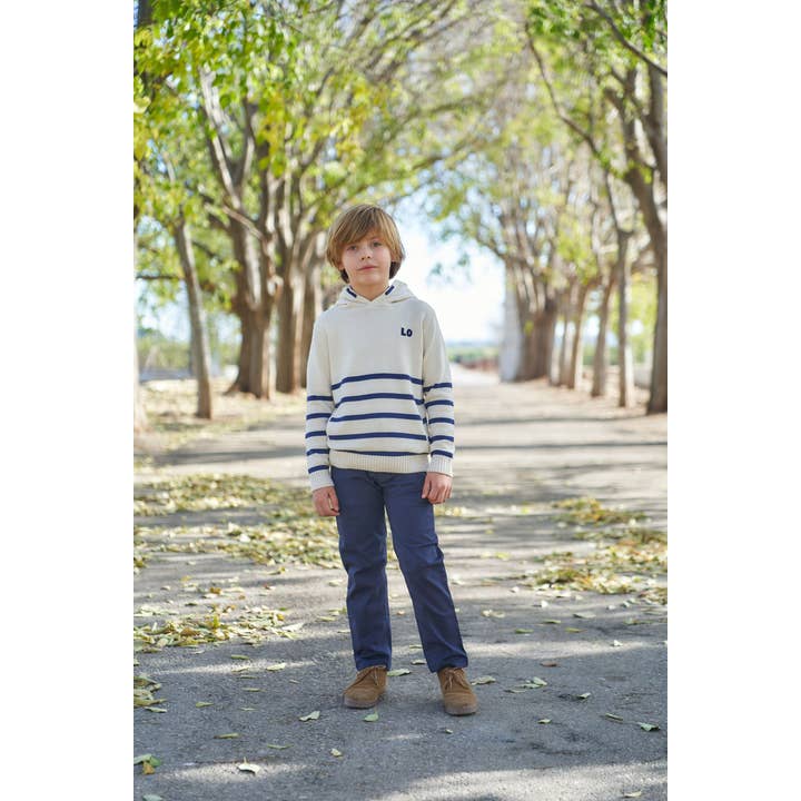 Beige Jersey with Navy Stripes for wholesale by La ormiga