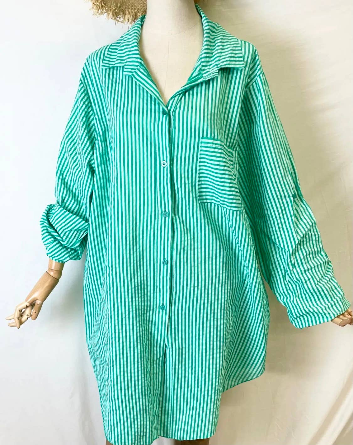 LOOWIE - Wholesale Dress - Women's - 780 Italian Striped Cotton Oversize Shirt Dress Cover Up9