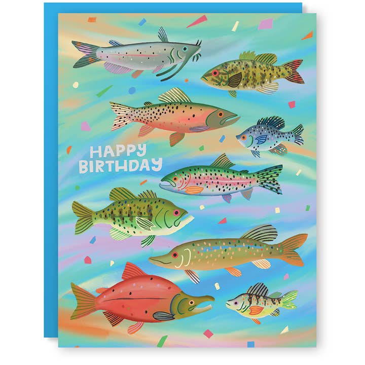 Party Mouse Studio - Venta al por mayor Tarjetas de cumpleaños - Tarjeta de cumpleaños de peces de agua dulce