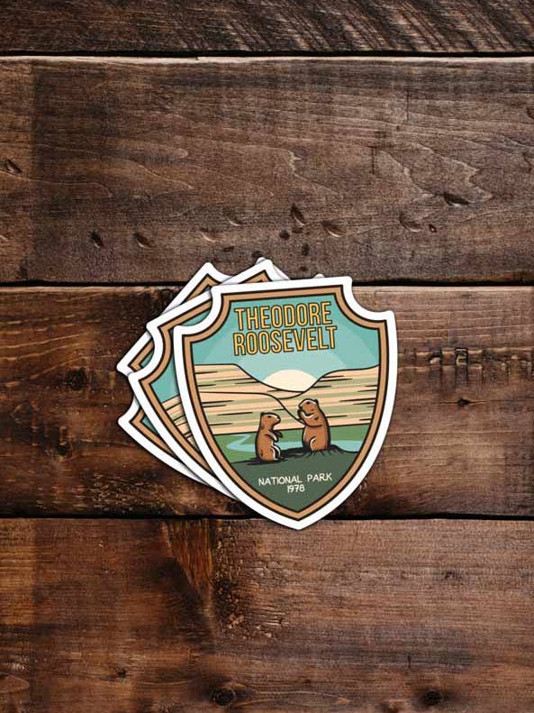 Theodore Roosevelt National Park Sticker for wholesale by Hike and Draw