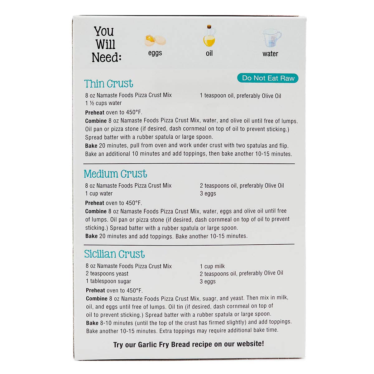 Namaste Foods - Vente Mélange pour pain - Mélange pour pâte à pizza sans gluten1