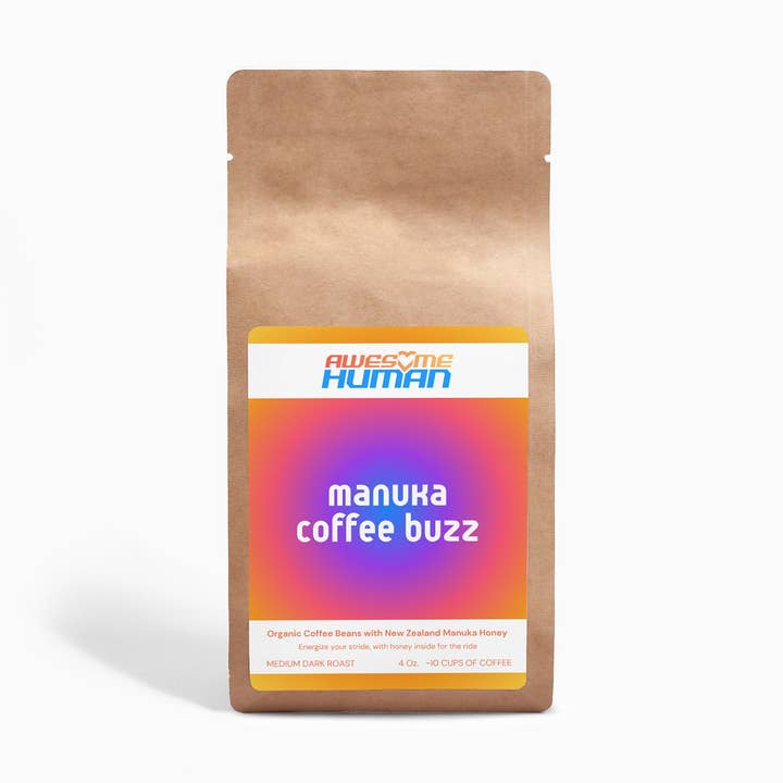 Café au miel de Manuka 4 oz | Grains de café biologiques avec miel de Manuka de Nouvelle-Zélande pour la vente par Awesome Human