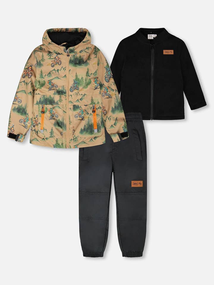 3-i-1 To-delt Mellemsæson Ydersæt Brun Motocross Print for engroshandel hos Deux par Deux