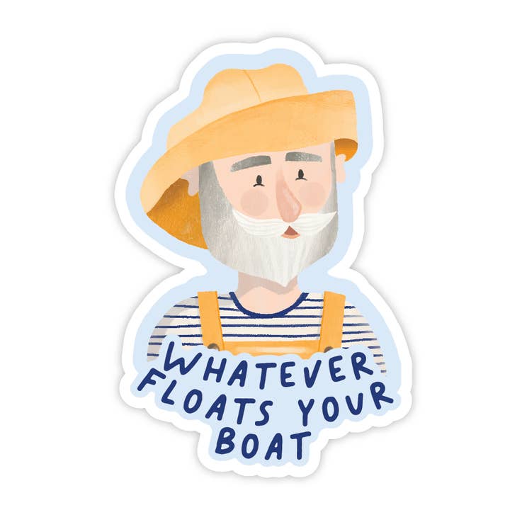 Whatever Floats Your Boat Fisherman - Nautical Vinyl Sticker for wholesale by Simple Whimsy