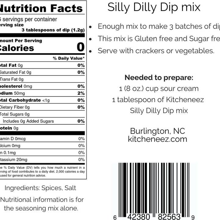 Kitcheneez Mixes & More! - Wholesale Dip - Silly Dilly Dip mix - Perfect for the holidays!1