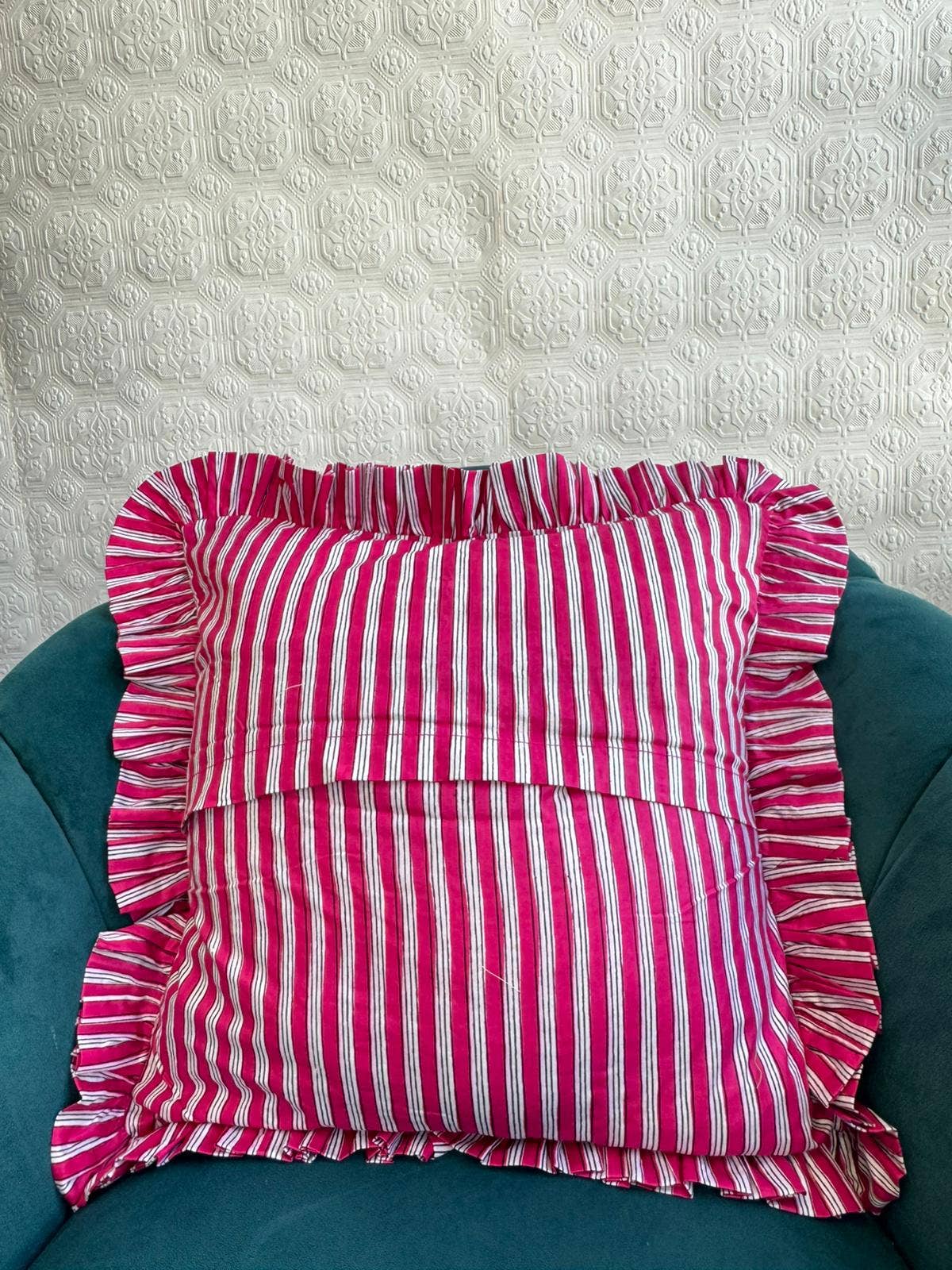 White Pink Red Quilted Kantha Stitch Cushion Pure Soft Cotton Cover for wholesale on Faire3