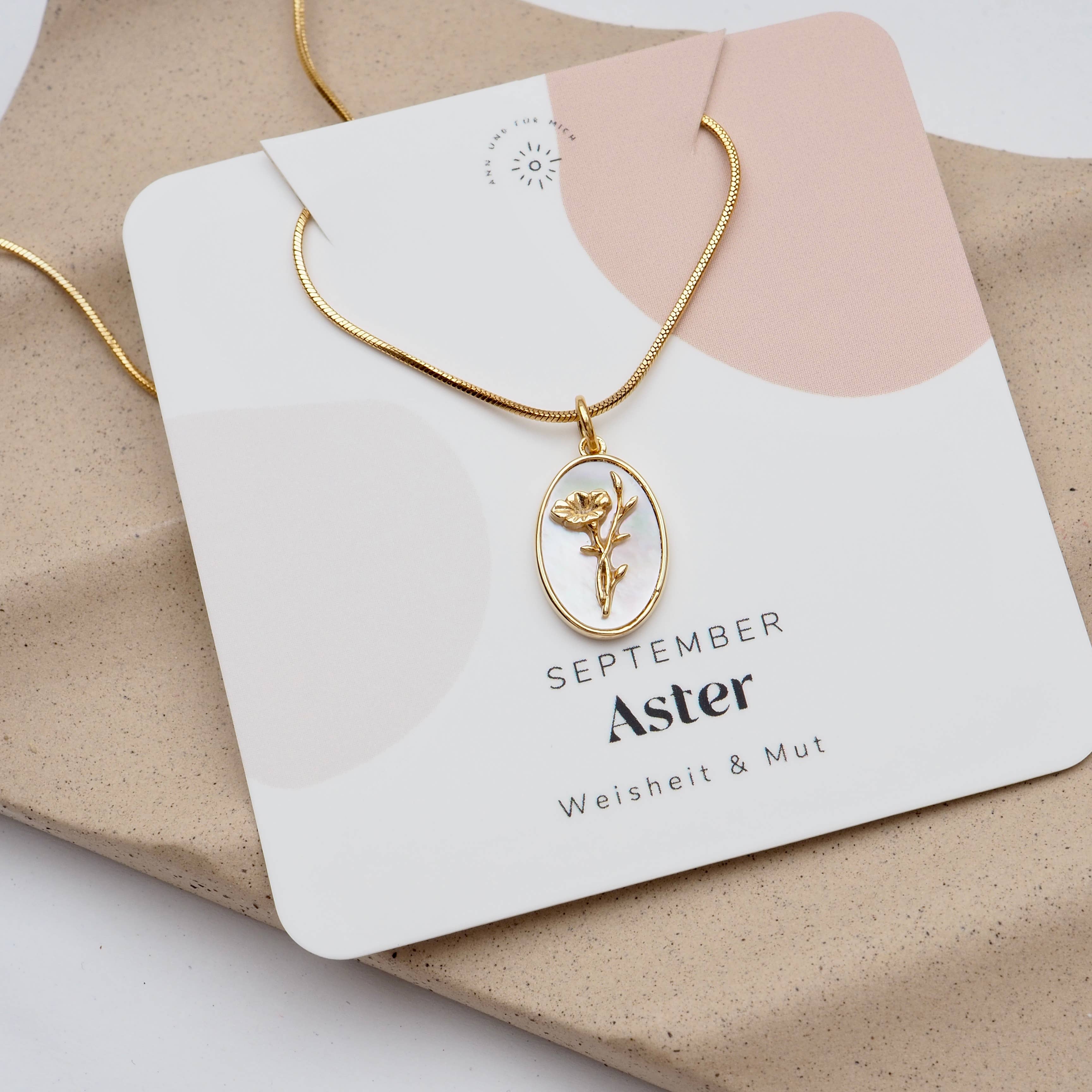 Ann & für mich - Venta al por mayor Collares con colgantes/abalorios - Collar flores de nacimiento Aster septiembre5