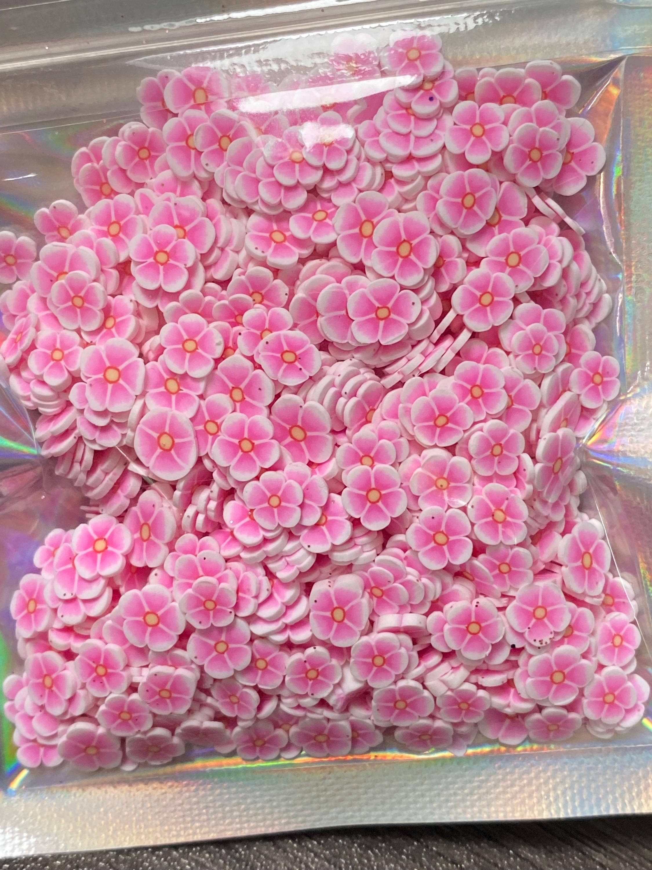 ASAP Craft Supplies - Wholesale Craft Supplies - Pink Flowers Polymer Clay Slices 5mm.  0.5 oz bag2