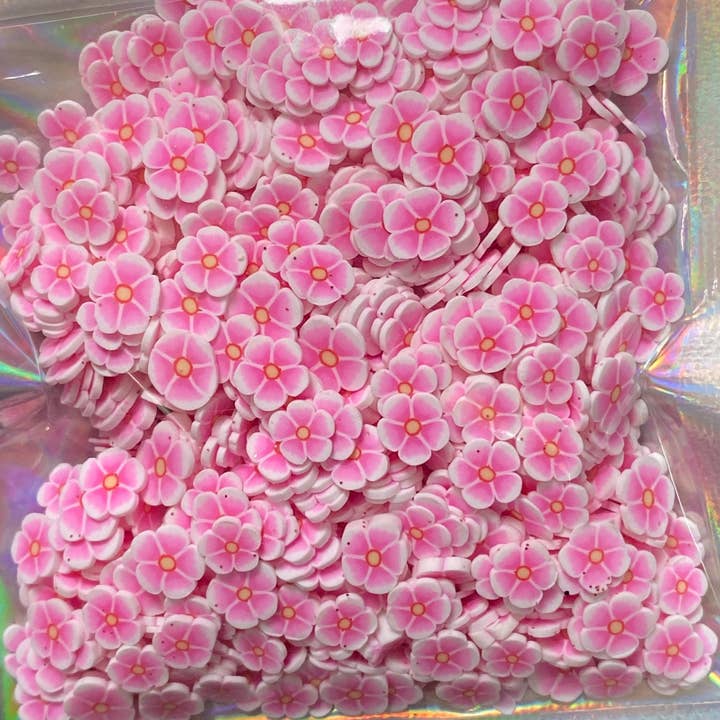 ASAP Craft Supplies - Wholesale Craft Supplies - Pink Flowers Polymer Clay Slices 5mm. 0.5 oz bag2
