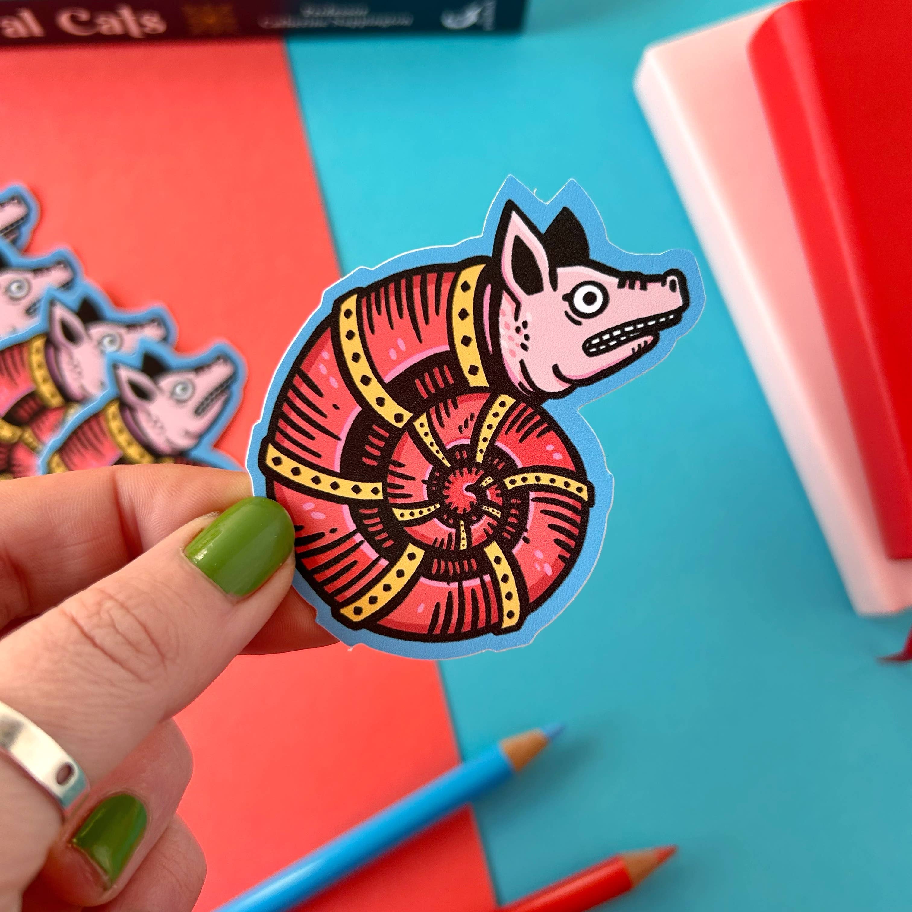 Stacey McEvoy Caunt – wholesale Sticker – Pig Snail Medieval Marginalia Vinyl Sticker 1