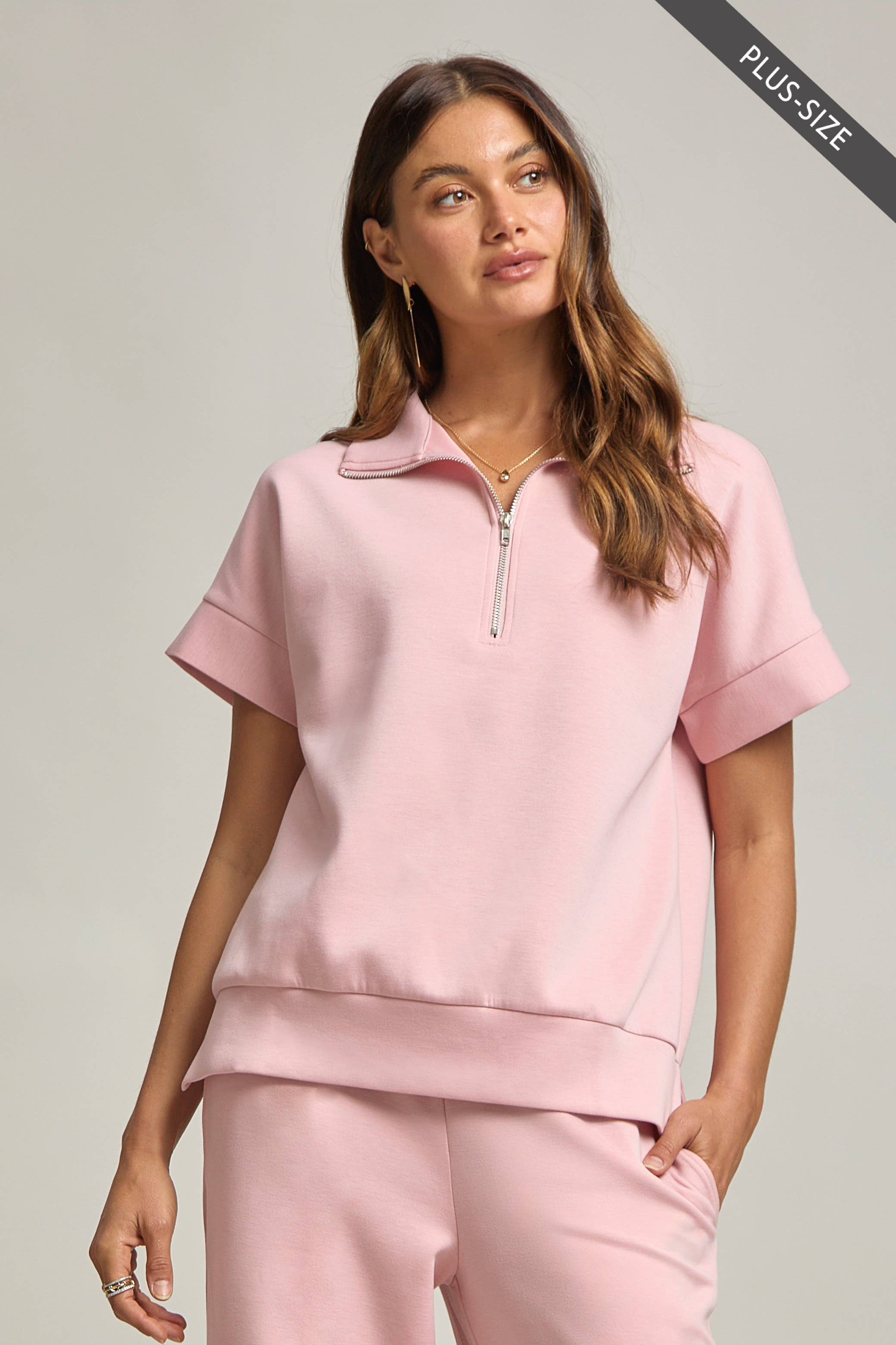 Dear Scarlett - Wholesale Lounge Set - Women's - PLUS SIZE Quarter Zip + Pants Modal Set TRVSET-CATALINAP31