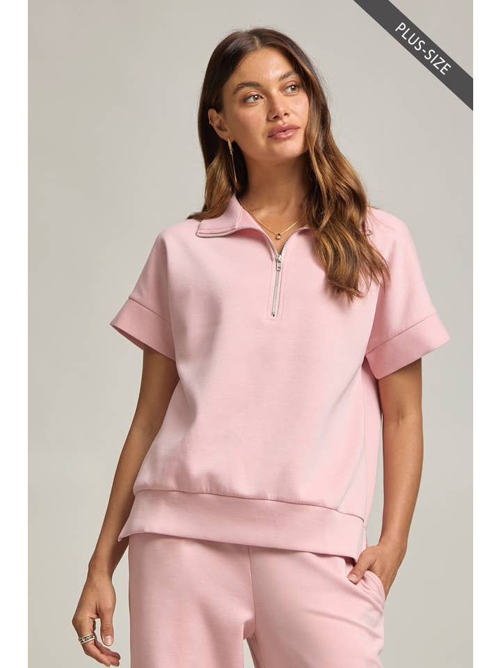 Dear Scarlett - Wholesale Lounge Set - Women's - PLUS SIZE Quarter Zip + Pants Modal Set TRVSET-CATALINAP31