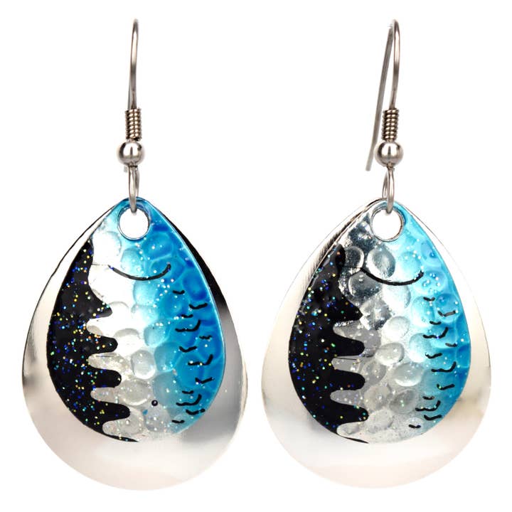 Blue Black Multi Color hammered Earrings for wholesale by Eye Catching Jewelry