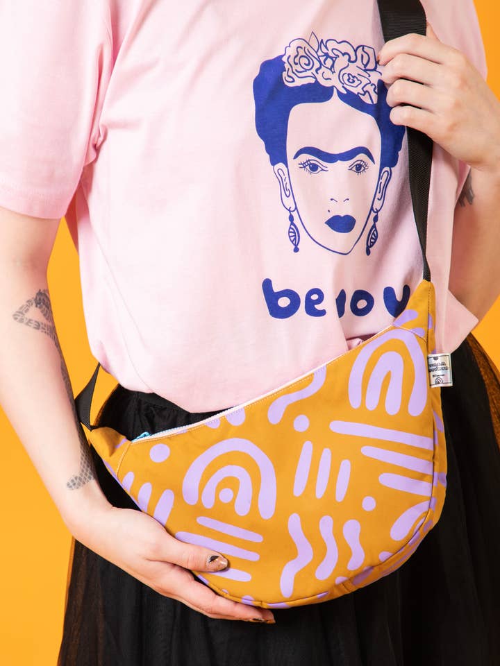 Handprinted canvas Sling bag, Waterproof bag, Gift for her for wholesale by Yolla.studio