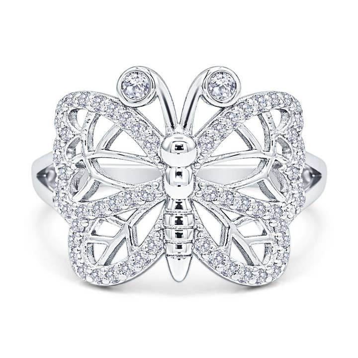 Round Cubic Zirconia Butterfly Ring for wholesale by Blue Apple Imports