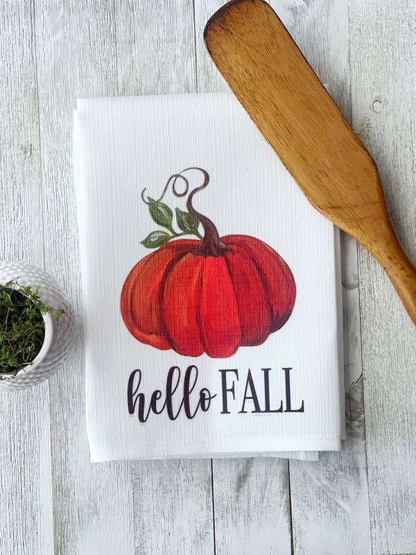 Hello Fall Tea Towel for wholesale by Prince Design