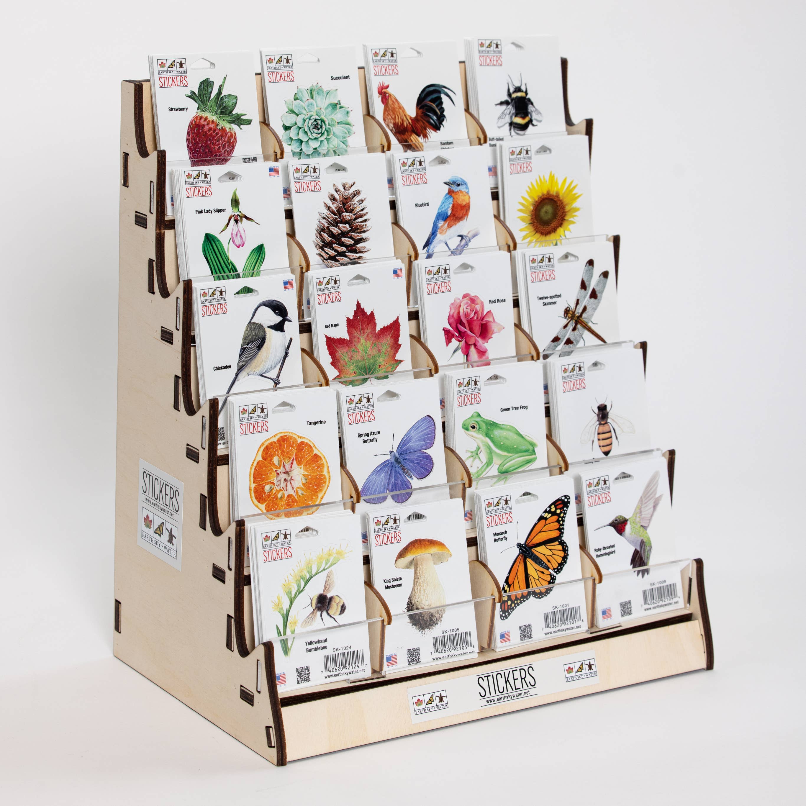 Earth Sky + Water - Vente Présentoir – papeterie et articles fantaisie - #MA5TW : Présentoir d'autocollants en bois personnalisable à 5 niveaux1