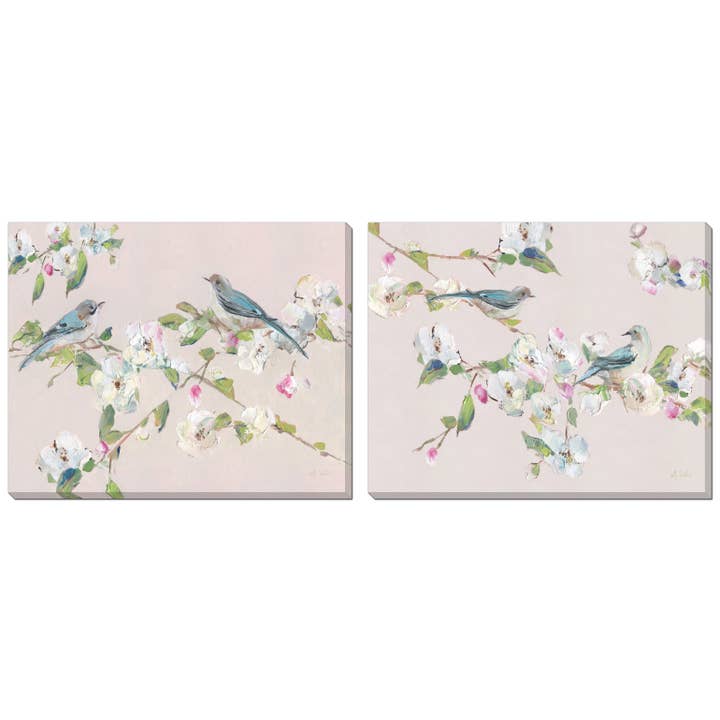 Bluebirds And Blossoms Canvas Wall Art Set for wholesale by Streamline Art