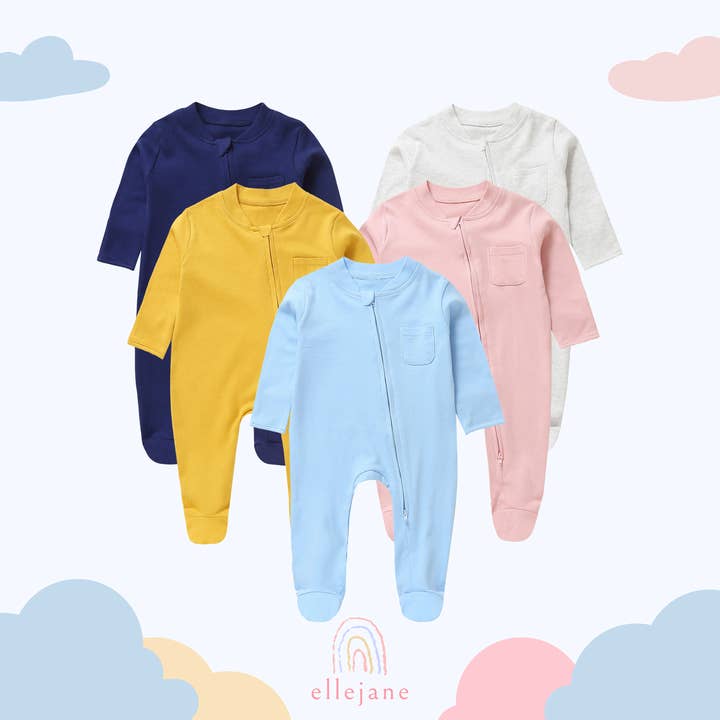 Ellejane – wholesale Nattdräkt – Baby – Solid baby pyjamas, footie pyjamas, dragkedja footie, bomull (kopia)