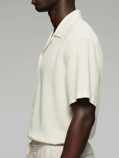 HB Beige  HB-8-77 (Men's Linen blend Shirt (Beige)) for wholesale on Faire2