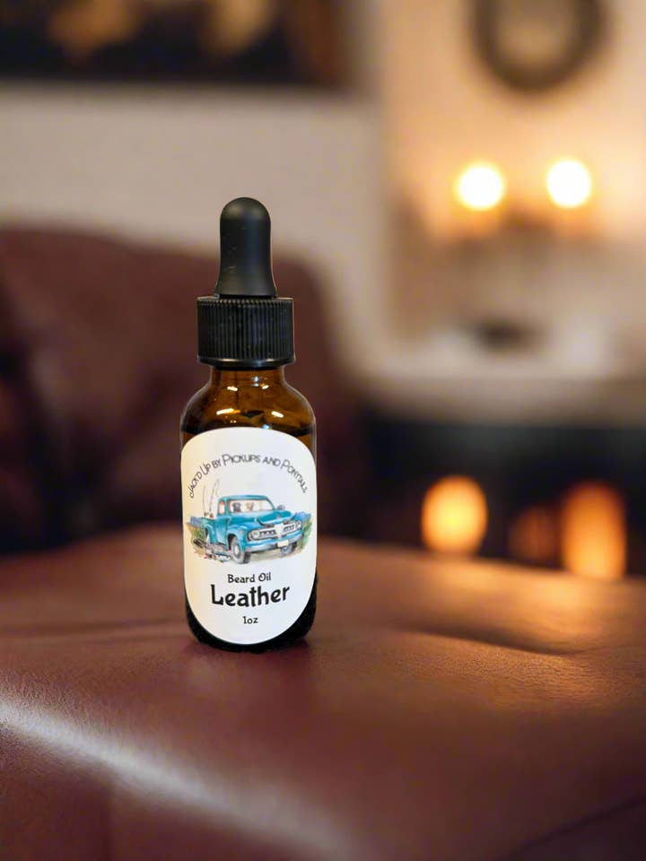 Aceite para barba de cuero para venta al por mayor de Pickups And Ponytails