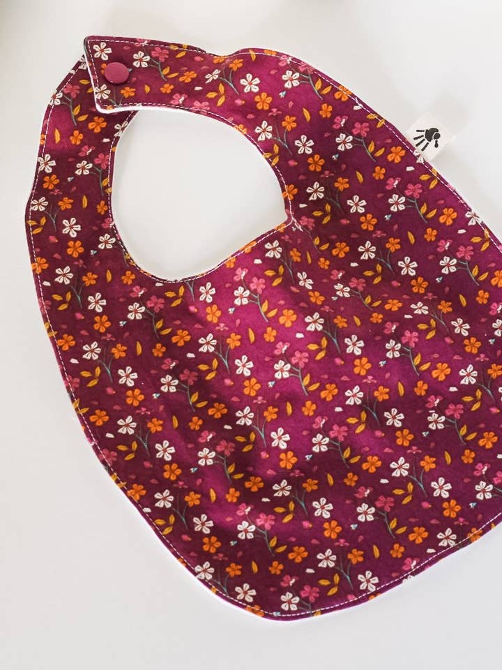 Handmade Cotton Bib - Mulberry Floral for wholesale by J. Harrison’s