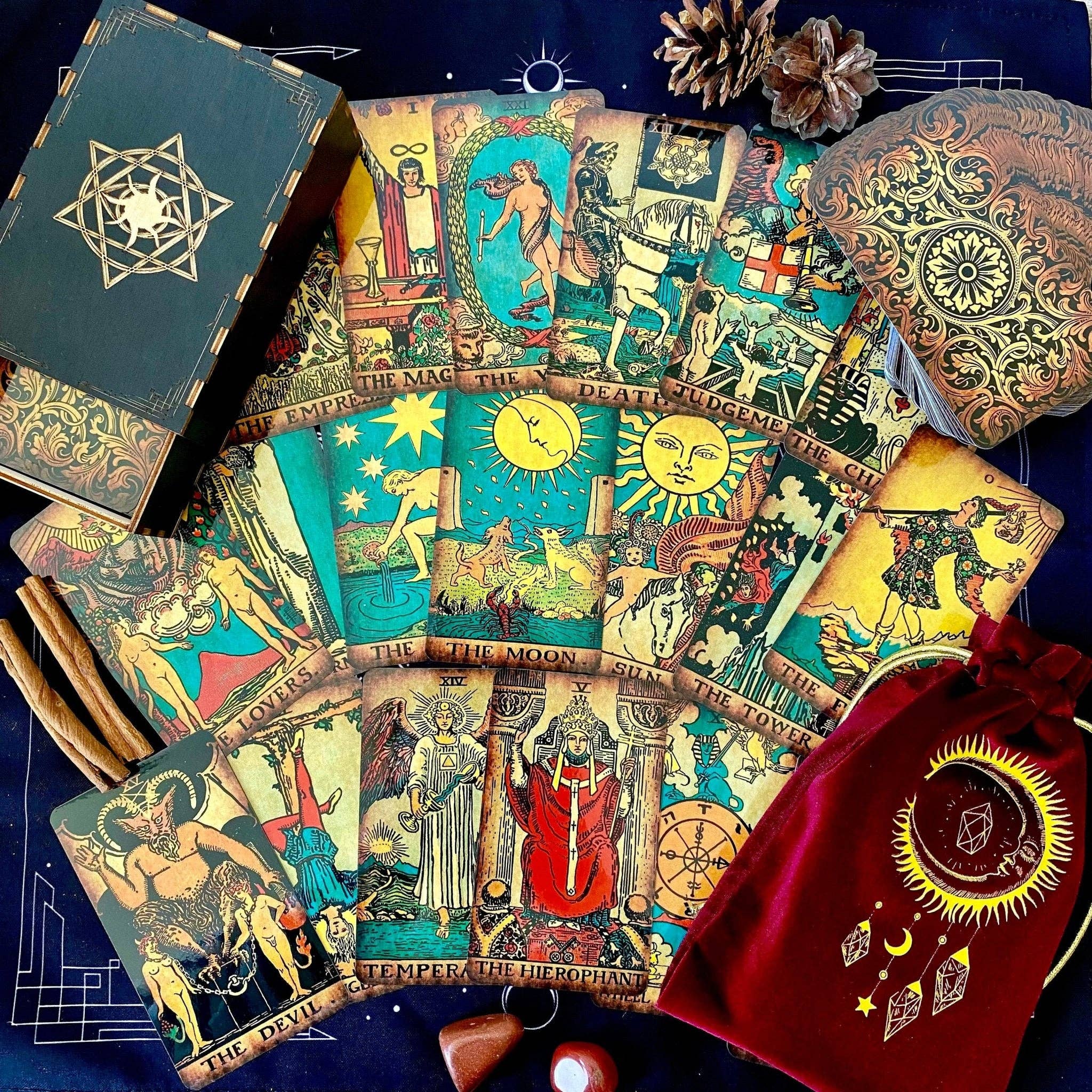 DarkForestLTD - Vente Cartes de tarot - Jeu de tarot vintage sans bordure The Rider Waite2