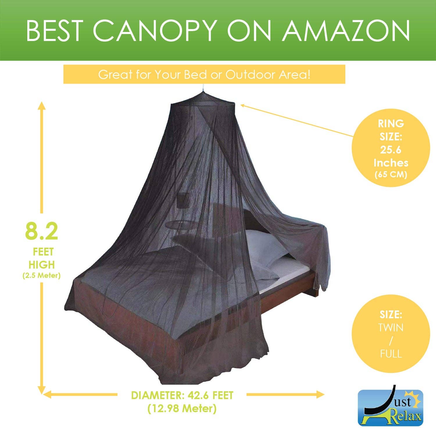 ShopBobbys – Cama Canopy - Crianças e bebés por atacado – Conjunto de Cama Mosquiteira Elegante Just Relax Elegant Mosquiteiro, Preto, Twin-Full4