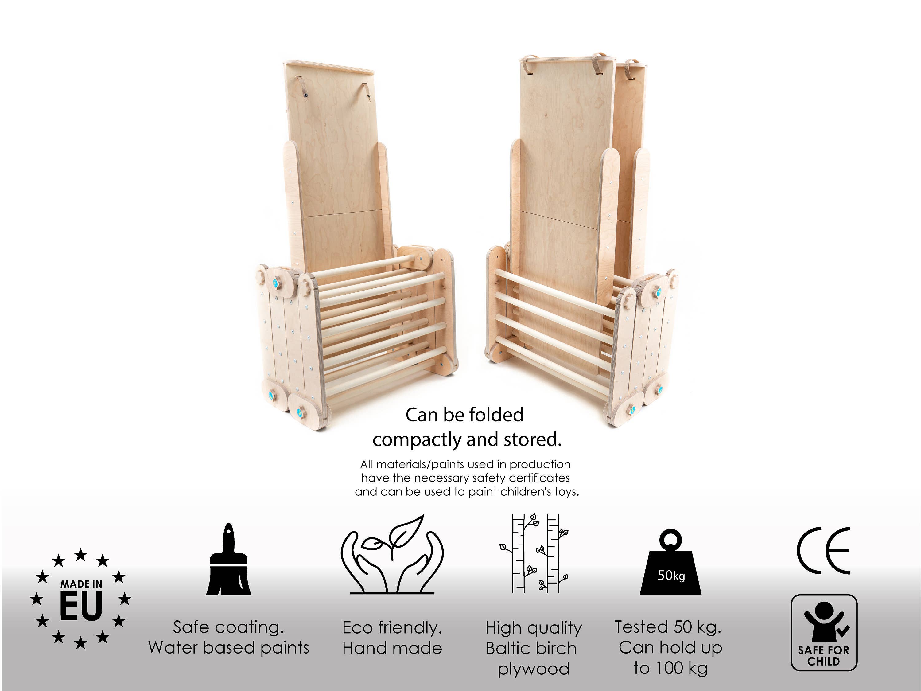 HappyMoon - Wholesale Wood Toy - Kids - Happymoon® Natural Climber With Ramp, Transformable Triangle5