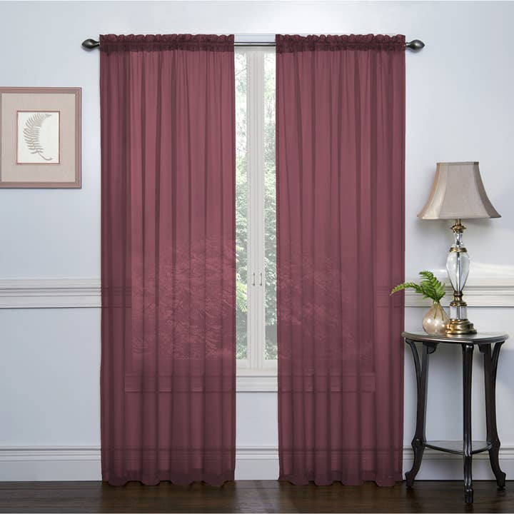ShopBobbys - Wholesale Curtain - Crystal 2-Pack Sheer Rod Pocket Window Panel, 52x84 Inches Each10