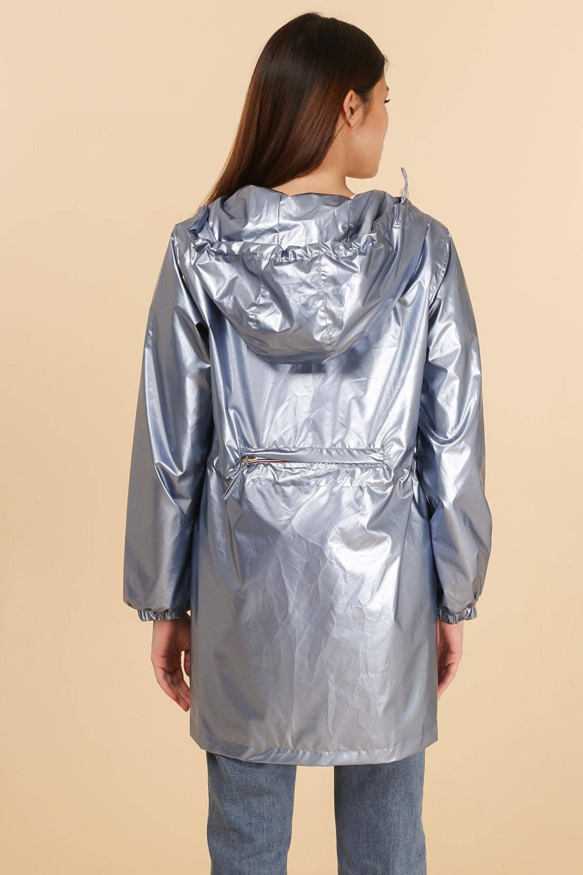 Attrait Paris - Vendita all'ingrosso Giacca antivento - Donna - Impermeabile lungo metallico con zip colorata e richiudibile23