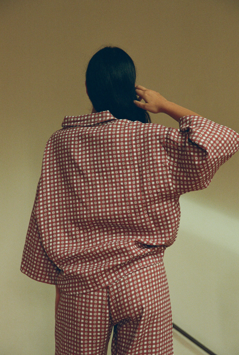 Nénés - Wholesale Button Down Shirt - Women's - Mimosa Vichy Bordeaux Shirt4